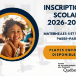 Inscription toujours possible au préscolaire pour 2026-2027!